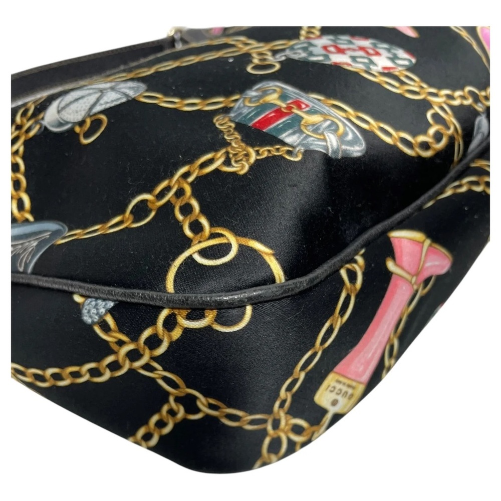 RARE Gucci Satin Medium Charmy Shoulder Bag Black Hobos Designer Purses - Picture 8 of 10